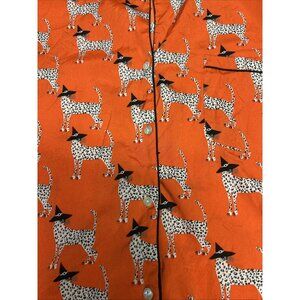 Bouffants & Broken Hearts Halloween Pajamas Cheetah Cats In Witch Hats Women's L